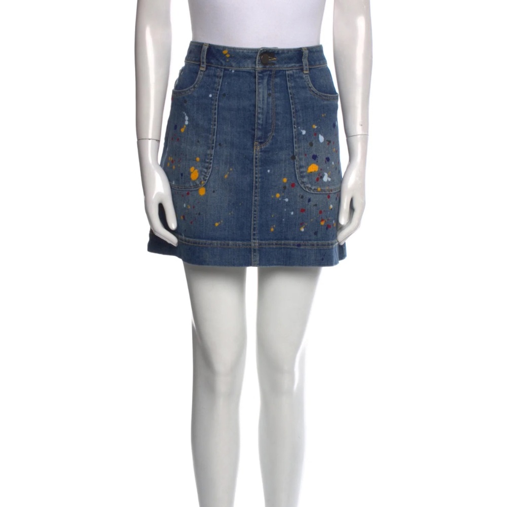 Alice + Olivia Printed Mini Jean Skirt